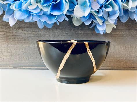 Kintsugi Bowl, Kintsugi Blue Bowl, Kintsugi Pottery, Minimalist, Home ...