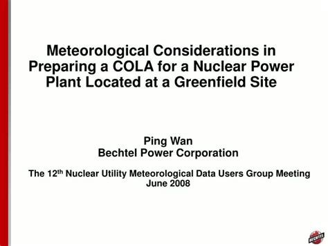 PPT - Meteorological Considerations in Preparing a COLA for a Nuclear Power Plant Located at a ...