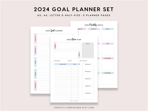 PRINTABLE 2024 Goal Planner 2024 Goal Planning, 2024 Goal Pages, 2024 Goals Tracker, Pastel, A5 ...