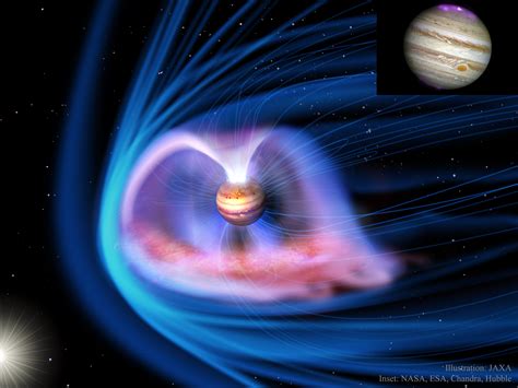 APOD: 2016 April 6 - Auroras and the Magnetosphere of Jupiter