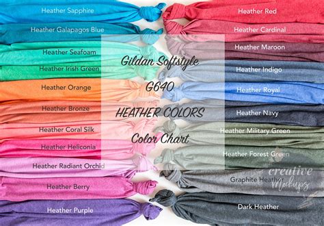 "Gildan Softstyle Heather Colors G640. 21 Knotted T-Shirts Color Chart. 2 Images included! Blank ...