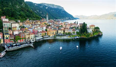 Varenna - Lake Como it - Aerial View Stock Image - Image of panorama ...