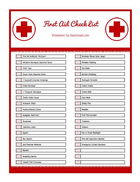 Printable First Aid Kit Monthly Checklist Template - Printable ...