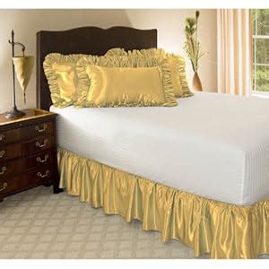 Amazon.com - Cal King Gold Satin Ruffled Bed Skirt, 21" Drop - California King Ruffled Pillow Sham