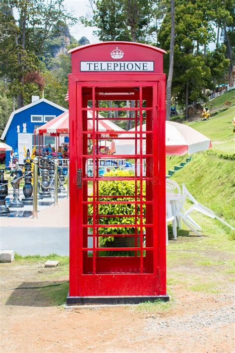 Red Telephone Box in Garden of 7 Heaven Krabi Thailand Stock Photo - Image of culture, equipment ...