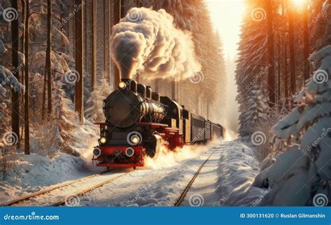 Steam Train on the Way through Winter Landscape Stock Photo - Image of ...