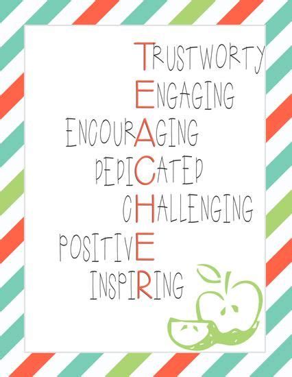 "TEACHER" Acrostic Poem Printable | Teacher appreciation poems, Teacher ...