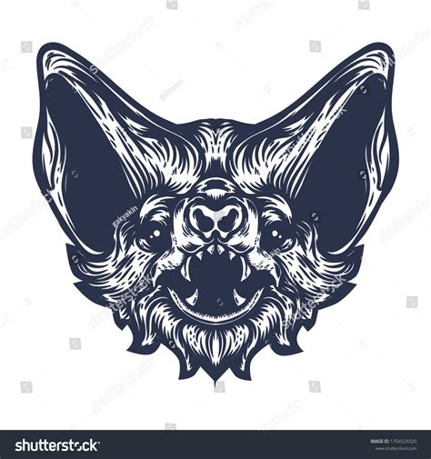 Bat Face Artwork Tattoo Sketch Stock Vector (Royalty Free) 1754529320 ...