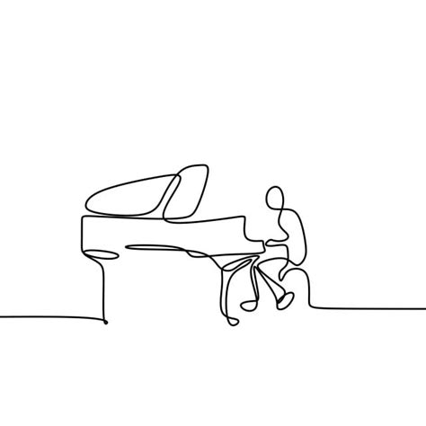 Continuous Line Drawing Vector PNG Images, Continuous Drawing Line Playing The Piano, Outline ...