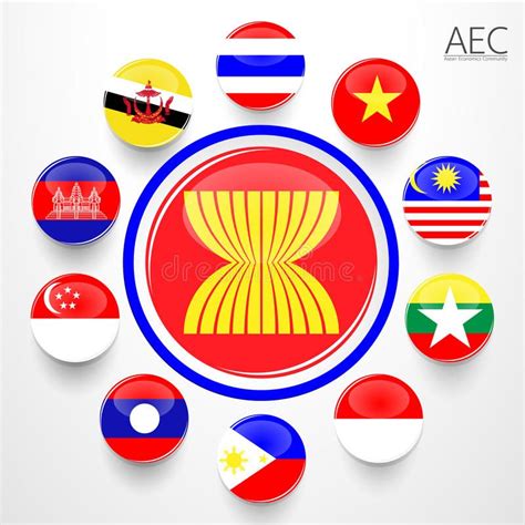 AEC, Asean Economic Community flag symbols. stock illustration | Flag ...