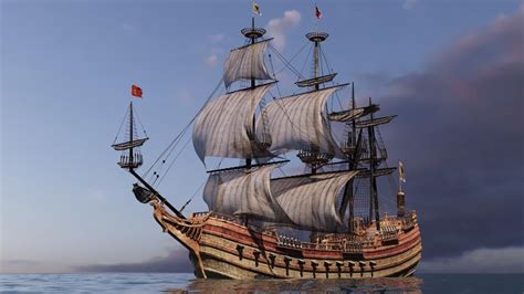 Galleon Black Pearl Pirate Ship 3D Model $199 - .blend .obj .unknown ...