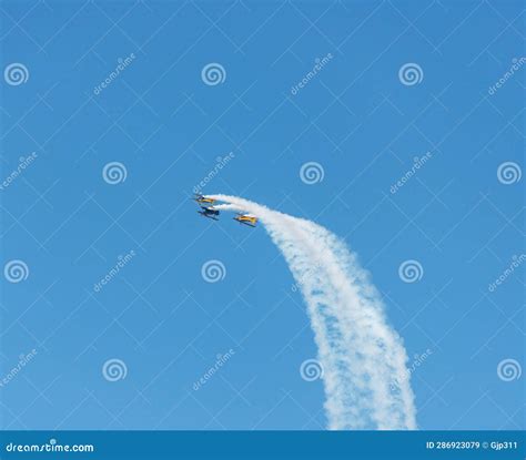 Airplanes on Airshow. Aerobatic Team Performs Flight Stock Image ...