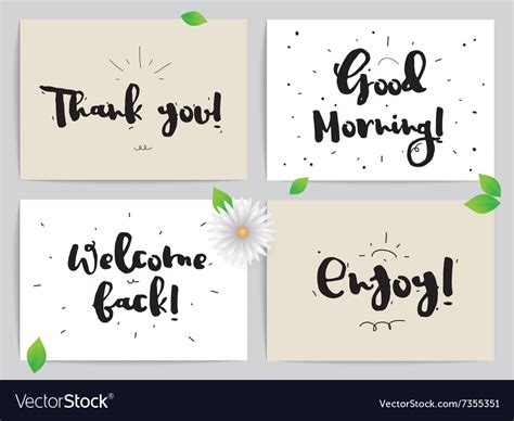 Greeting cards set with calligraphy hand drawn Vector Image