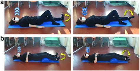 Tibialis anterior strengthening exercises. (a) Supine position, resting ...