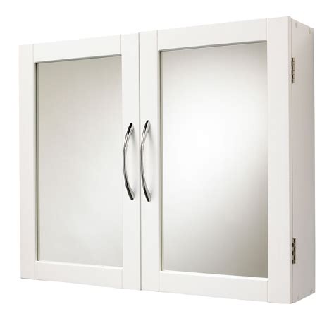 B&Q Lenna White Double door Mirrored Cabinet (W)600mm (D)500mm ...