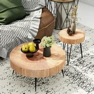 Beautiful Mod Round Coffee Table by Drew Barrymore, Warm Honey Finish ...