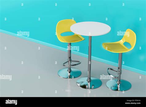 Modern bar table and stools in the bar Stock Photo - Alamy