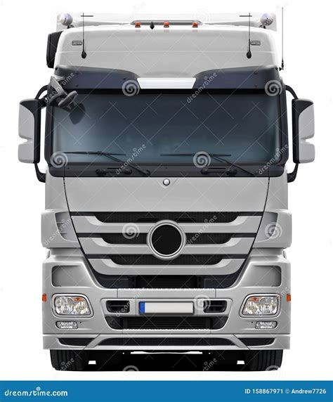 White Mercedes Actros Truck Front View Stock Afbeelding - Image of ...