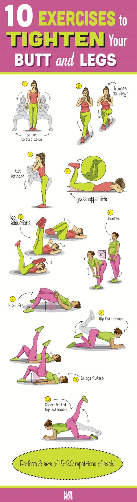 10 Leg and Glute Toning Exercises for a Strong, Shapely Lower Body - Live Love Fruit