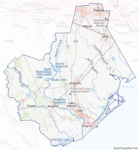 Topographic map of Brazoria County, Texas | Map, Brazoria county ...