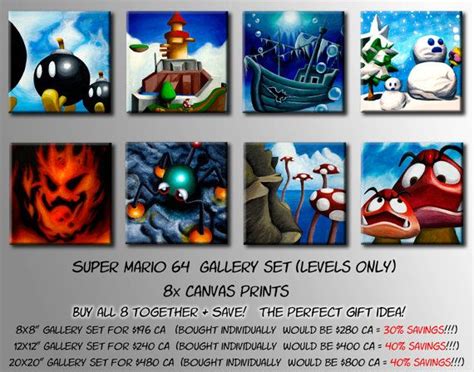 Super Mario 64 Gallery Set ALL 10 Paintings From the Game - Etsy ...