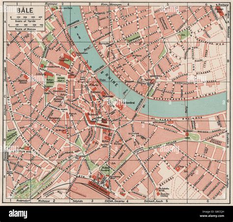 BASEL BASEL. Vintage town city map plan. Switzerland, 1930 Stock Photo - Alamy