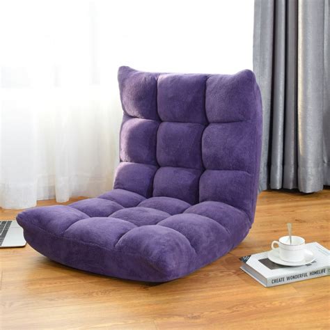 Costway Adjustable 14-Position Floor Chair Folding Gaming Sofa Chair Cushioned Purple - Walmart ...