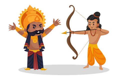 Best Premium Lord Ram attacking Ravan Illustration download in PNG ...