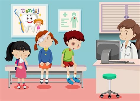 Children in medical clinic 365714 Vector Art at Vecteezy