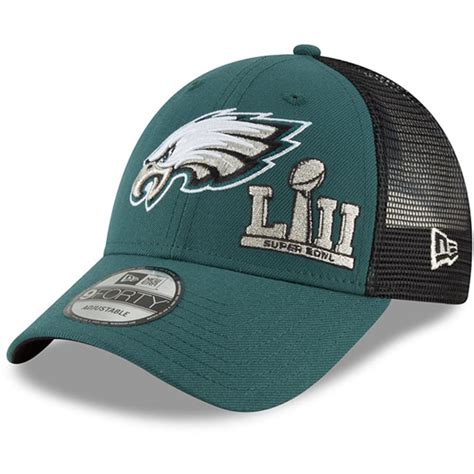 Men's Philadelphia Eagles New Era Midnight Green Super Bowl LII Champions 9FORTY Trucker ...