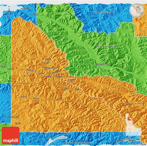 Political 3D Map of Shoshone County