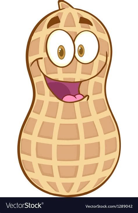 Peanut cartoon mascot character vector image on VectorStock | Комикс про арахис, Мультфильмы ...