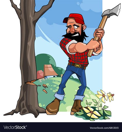 Axe Clipart Lumberjack Axe - Wood Cutter Cutting Tree (#1917143) - HD Wallpaper & Backgrounds ...