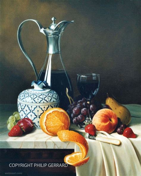 25 Mind Blowing Still Life Oil Paintings by Philip Gerrard - Flowers and Fruits