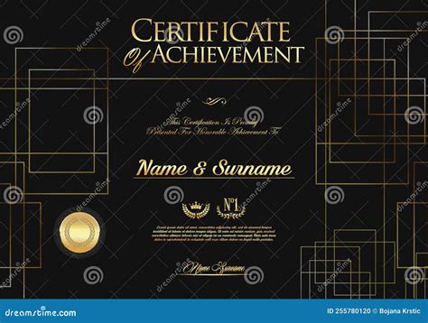 Certificate or Diploma Black and Gold Design Vector Illustration Stock Vector - Illustration of ...