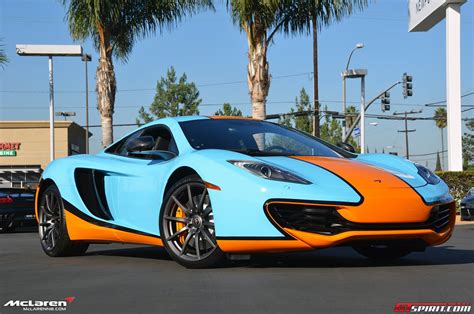 Gulf Blue McLaren MP4-12C at McLaren Newport Beach - GTspirit