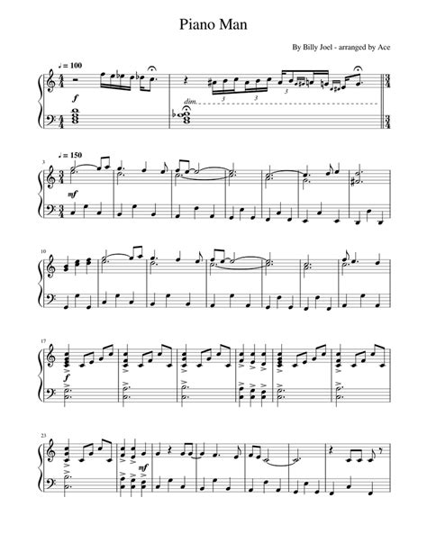 Piano Man Sheet music for Piano (Solo) | Musescore.com