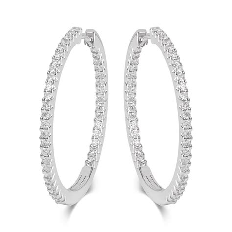 18ct White Gold Diamond Large Hoop Earrings