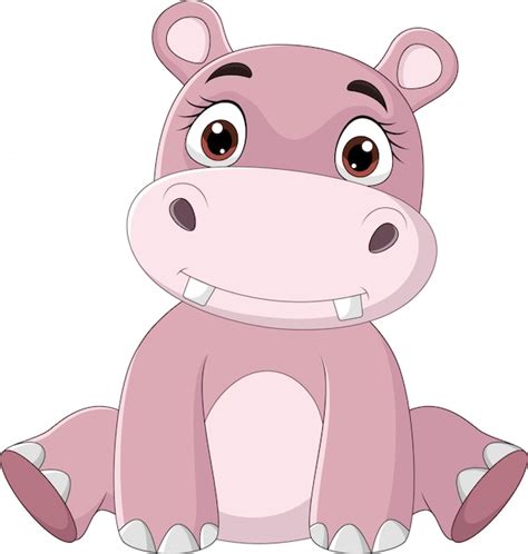 Premium Vector | Cartoon happy baby hippo sitting