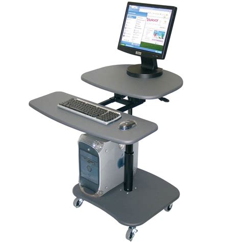 Luxor LAMC3037 Mobile Computer Cart with Adjustable Height - Gray