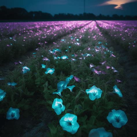 A Glowing Bioluminescent Symphony of Flowers Imagined By AI