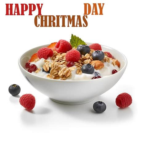 Premium AI Image | Bowl of cereal with berries and yogurt on a white background