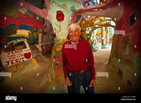 Portrait of Leonard Knight inside his Salvation Mountain in Niland, California Stock Photo - Alamy