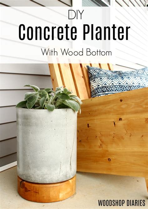 DIY Concrete Planter Pot--With Wooden Base Tutorial