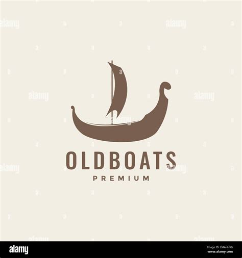 old boat wood sail sailing sea vintage logo design vector icon ...