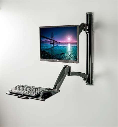 VIVO Sit-Stand Wall Mount Counterbalance Adjustable Monitor Keyboard ...