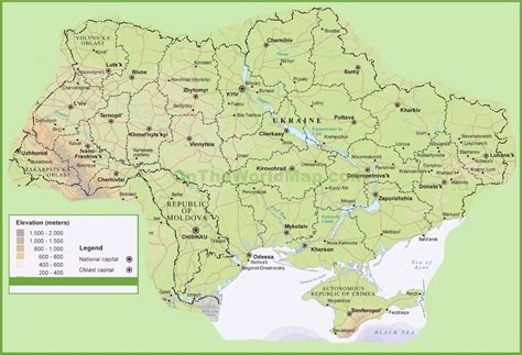 Physical Map Of Ukraine