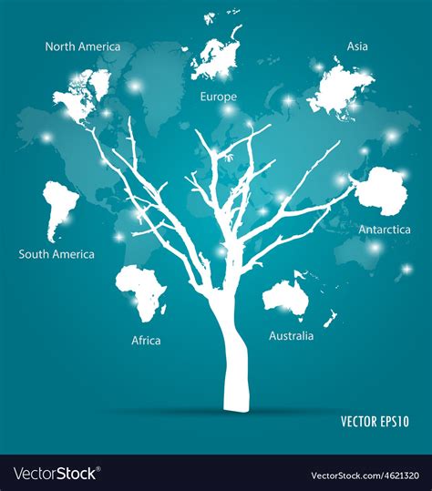 Tree shaped world map Royalty Free Vector Image