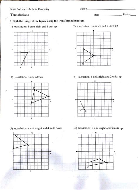 Geometry Translation Rotation Reflection Worksheet