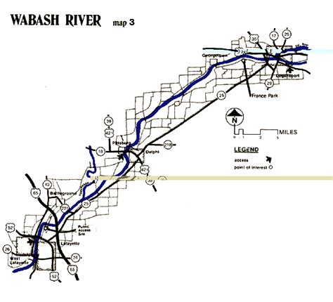 Overview map of Wabash River in Indiana. Map is provided by DNR and ...